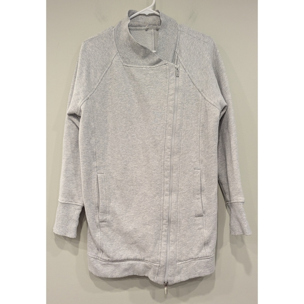 Lululemon Back To It Wrap Zip Up Sweater In Heathered Vapor Size 8
